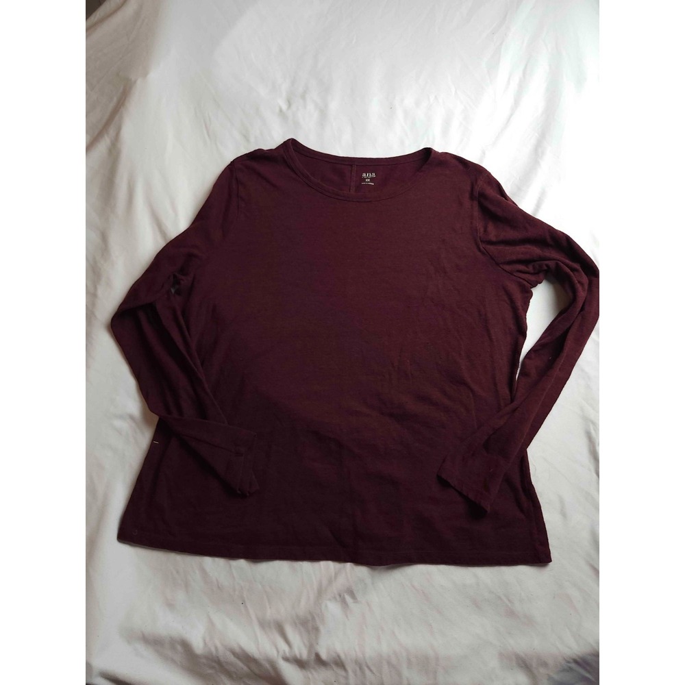A.N.A A New Approach T-Shirt Womens Size 2XL Purple Long Sleeve Casual Crew Neck